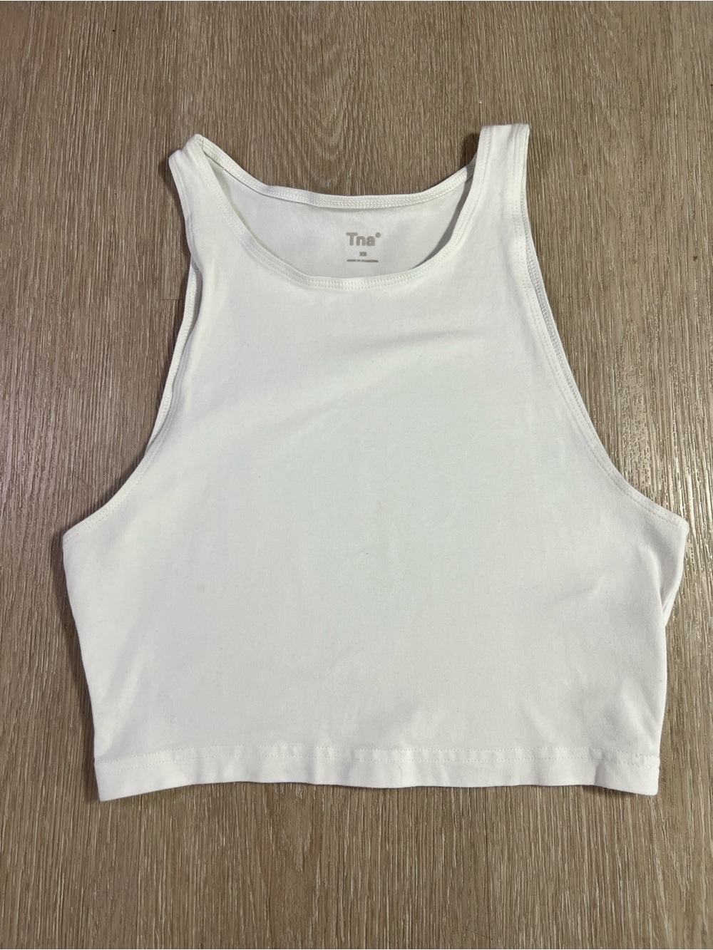TNA High-Neck Crop Top Minimalist Chic White